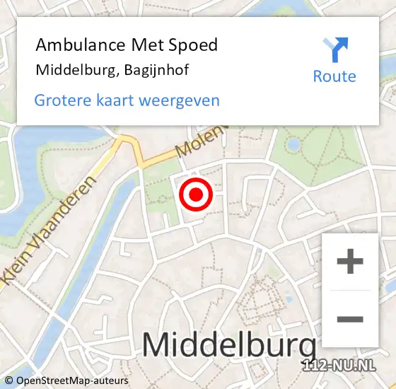 Locatie op kaart van de 112 melding: Ambulance Met Spoed Naar Middelburg, Bagijnhof op 13 februari 2016 01:21