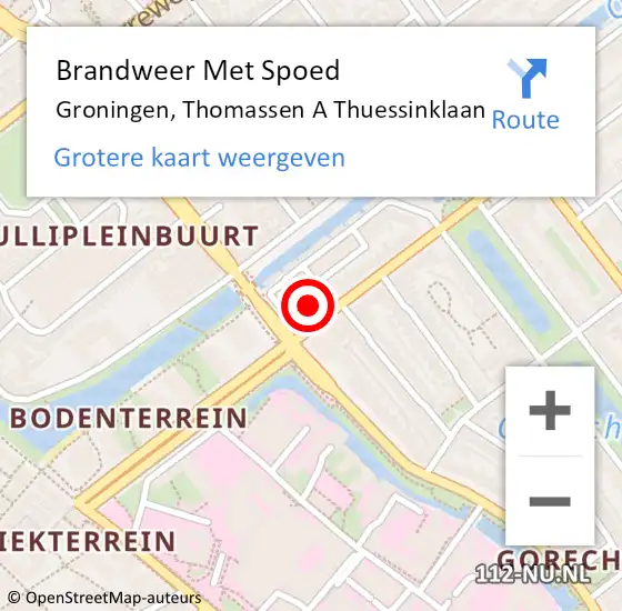 Locatie op kaart van de 112 melding: Brandweer Met Spoed Naar Groningen, Thomassen A Thuessinklaan op 5 december 2013 20:19