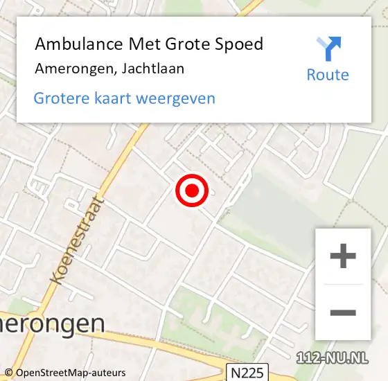 Locatie op kaart van de 112 melding: Ambulance Met Grote Spoed Naar Amerongen, Jachtlaan op 13 februari 2016 09:45