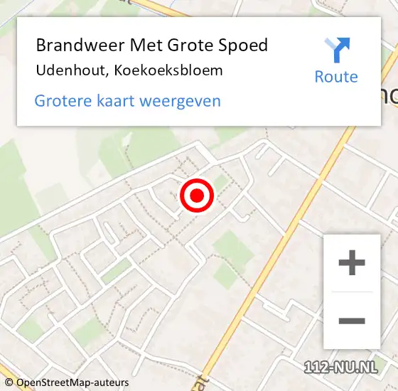 Locatie op kaart van de 112 melding: Brandweer Met Grote Spoed Naar Udenhout, Koekoeksbloem op 13 februari 2016 17:12