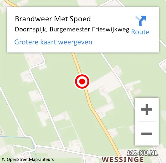 Locatie op kaart van de 112 melding: Brandweer Met Spoed Naar Doornspijk, Burgemeester Frieswijkweg op 5 december 2013 21:20