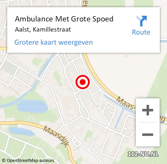Locatie op kaart van de 112 melding: Ambulance Met Grote Spoed Naar Aalst, Kamillestraat op 14 februari 2016 00:04