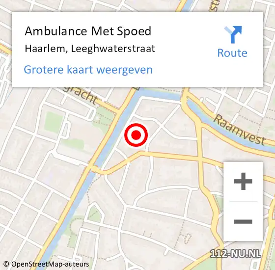 Locatie op kaart van de 112 melding: Ambulance Met Spoed Naar Haarlem, Leeghwaterstraat op 14 februari 2016 11:47