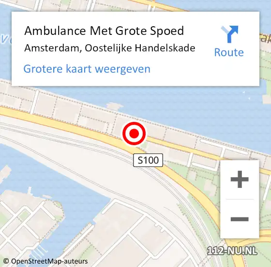 Locatie op kaart van de 112 melding: Ambulance Met Grote Spoed Naar Amsterdam, Oostelijke Handelskade op 14 februari 2016 22:52