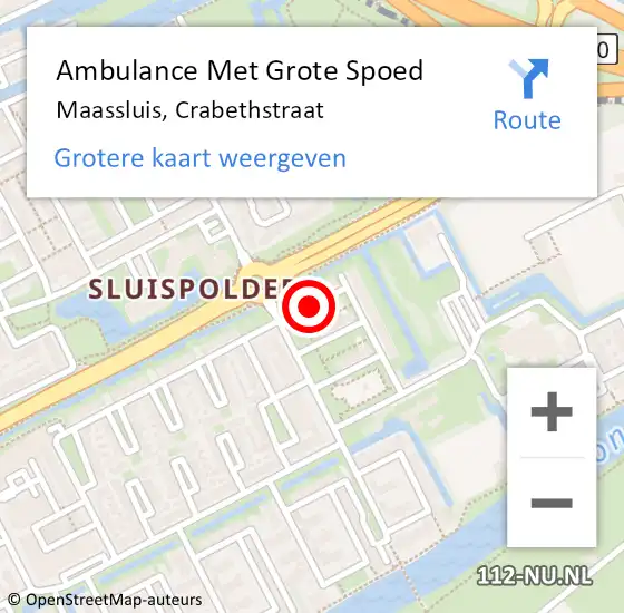 Locatie op kaart van de 112 melding: Ambulance Met Grote Spoed Naar Maassluis, Crabethstraat op 15 februari 2016 01:58