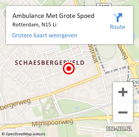 Locatie op kaart van de 112 melding: Ambulance Met Grote Spoed Naar Rotterdam, N15 Li op 15 februari 2016 10:11