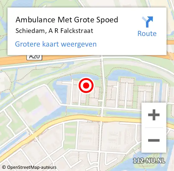 Locatie op kaart van de 112 melding: Ambulance Met Grote Spoed Naar Schiedam, A R Falckstraat op 15 februari 2016 12:50