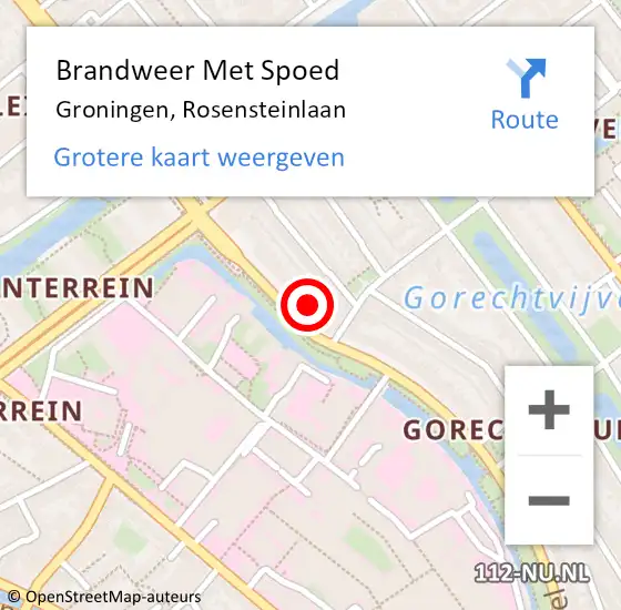 Locatie op kaart van de 112 melding: Brandweer Met Spoed Naar Groningen, Rosensteinlaan op 15 februari 2016 19:09