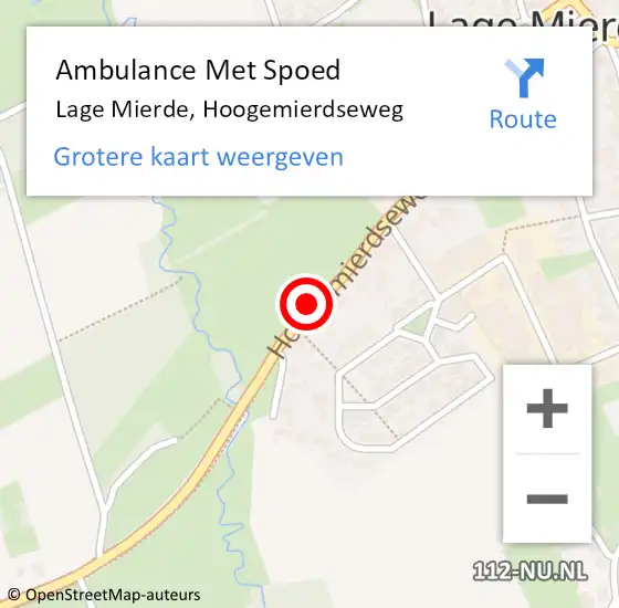 Locatie op kaart van de 112 melding: Ambulance Met Spoed Naar Lage Mierde, Hoogemierdseweg op 15 februari 2016 20:18