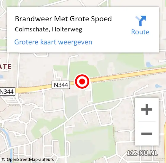 Locatie op kaart van de 112 melding: Brandweer Met Grote Spoed Naar Colmschate, Holterweg op 6 december 2013 07:16