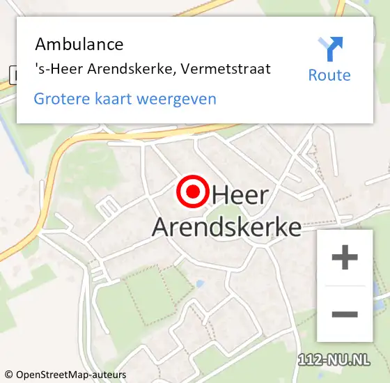 Locatie op kaart van de 112 melding: Ambulance 's-Heer Arendskerke, Vermetstraat op 17 februari 2016 11:24