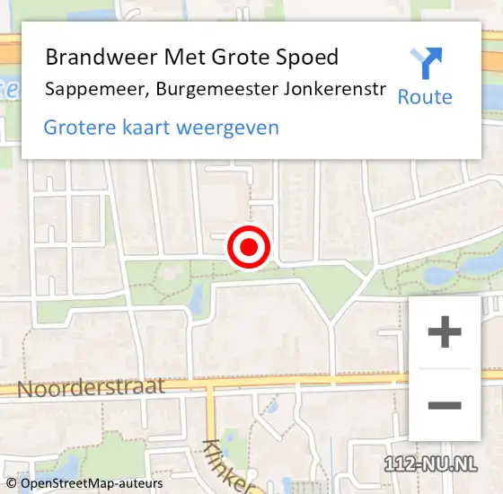 Locatie op kaart van de 112 melding: Brandweer Met Grote Spoed Naar Sappemeer, Burgemeester Jonkerenstr op 17 februari 2016 12:13