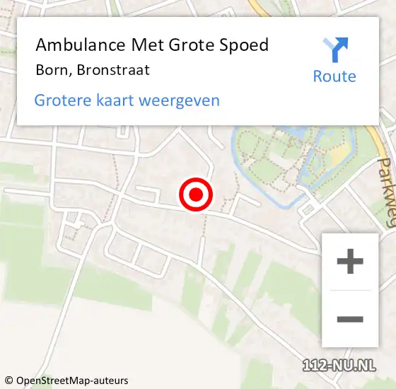 Locatie op kaart van de 112 melding: Ambulance Met Grote Spoed Naar Born, Bronstraat op 6 december 2013 10:11
