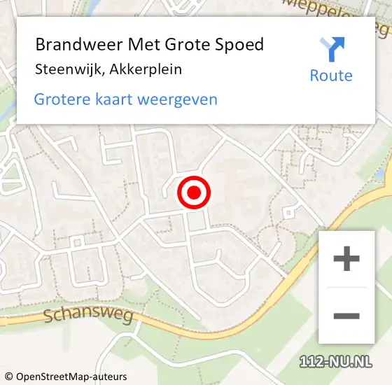 Locatie op kaart van de 112 melding: Brandweer Met Grote Spoed Naar Steenwijk, Akkerplein op 18 februari 2016 16:03