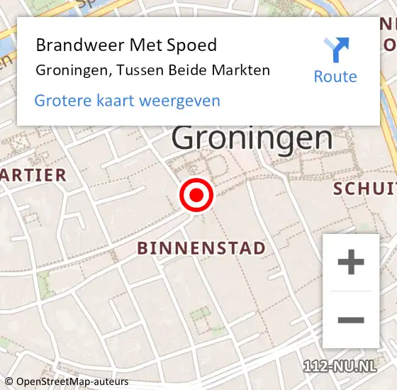 Locatie op kaart van de 112 melding: Brandweer Met Spoed Naar Groningen, Tussen Beide Markten op 6 december 2013 11:24