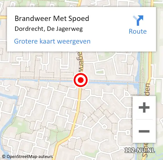 Locatie op kaart van de 112 melding: Brandweer Met Spoed Naar Dordrecht, De Jagerweg op 19 februari 2016 12:22