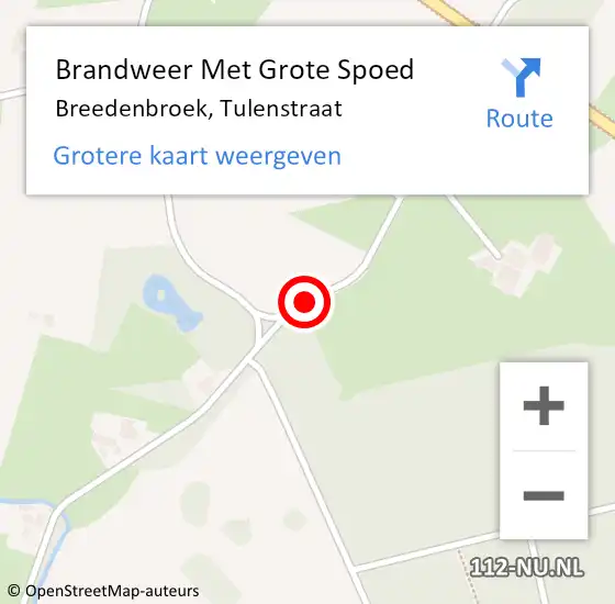 Locatie op kaart van de 112 melding: Brandweer Met Grote Spoed Naar Breedenbroek, Tulenstraat op 19 februari 2016 13:42