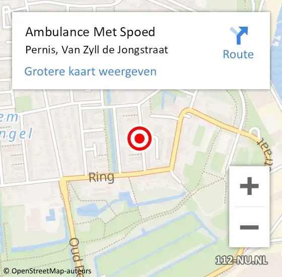 Locatie op kaart van de 112 melding: Ambulance Met Spoed Naar Pernis, Van Zyll de Jongstraat op 19 februari 2016 23:46