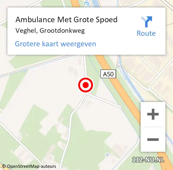 Locatie op kaart van de 112 melding: Ambulance Met Grote Spoed Naar Veghel, Grootdonkweg op 20 februari 2016 00:54