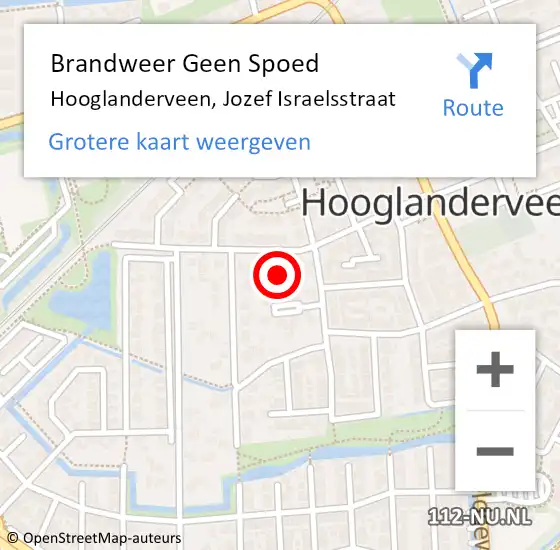 Locatie op kaart van de 112 melding: Brandweer Geen Spoed Naar Hooglanderveen, Jozef Israelsstraat op 20 februari 2016 09:41
