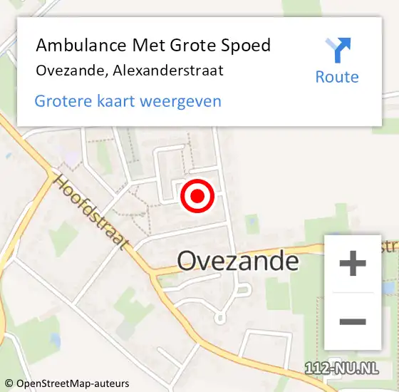 Locatie op kaart van de 112 melding: Ambulance Met Grote Spoed Naar Ovezande, Alexanderstraat op 20 februari 2016 12:45