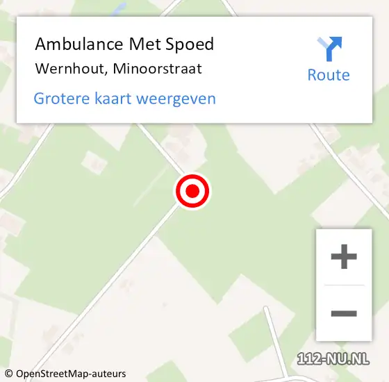 Locatie op kaart van de 112 melding: Ambulance Met Spoed Naar Wernhout, Minoorstraat op 6 december 2013 13:42