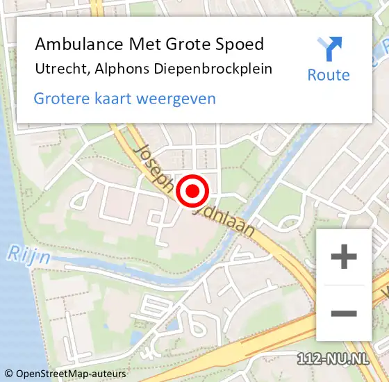 Locatie op kaart van de 112 melding: Ambulance Met Grote Spoed Naar Utrecht, Alphons Diepenbrockplein op 21 februari 2016 13:23