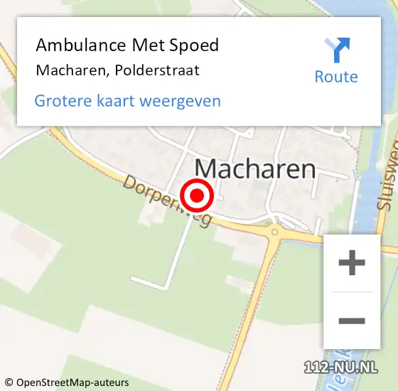 Locatie op kaart van de 112 melding: Ambulance Met Spoed Naar Macharen, Polderstraat op 6 december 2013 14:54