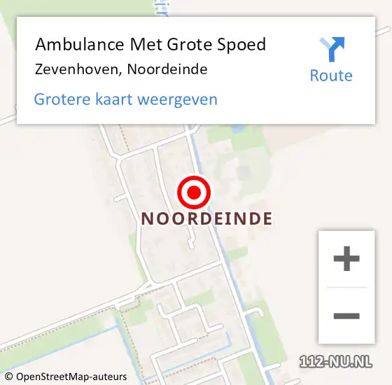 Locatie op kaart van de 112 melding: Ambulance Met Grote Spoed Naar Zevenhoven, Noordeinde op 21 februari 2016 21:16