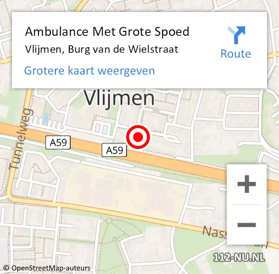 Locatie op kaart van de 112 melding: Ambulance Met Grote Spoed Naar Vlijmen, Burg van de Wielstraat op 21 februari 2016 21:37