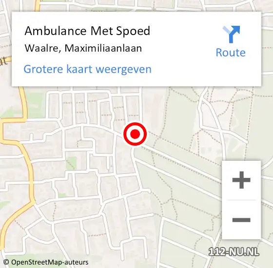 Locatie op kaart van de 112 melding: Ambulance Met Spoed Naar Waalre, Maximiliaanlaan op 22 februari 2016 12:21