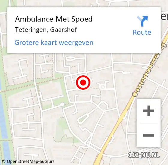 Locatie op kaart van de 112 melding: Ambulance Met Spoed Naar Teteringen, Gaarshof op 22 februari 2016 16:05