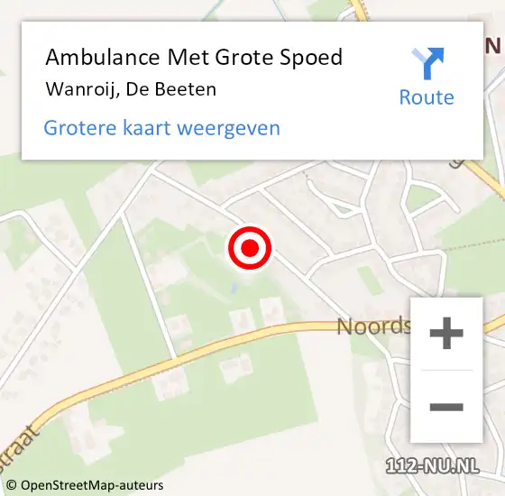 Locatie op kaart van de 112 melding: Ambulance Met Grote Spoed Naar Wanroij, De Beeten op 23 februari 2016 07:50