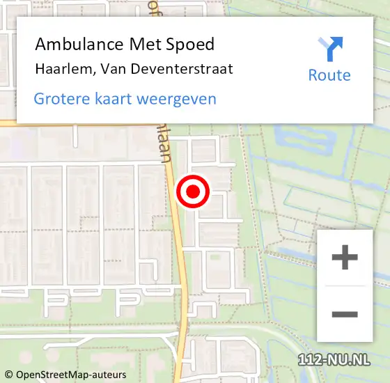 Locatie op kaart van de 112 melding: Ambulance Met Spoed Naar Haarlem, Van Deventerstraat op 23 februari 2016 16:33