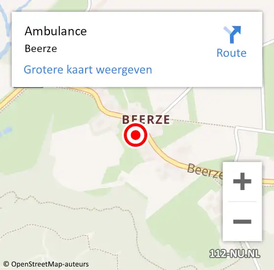 Locatie op kaart van de 112 melding: Ambulance Beerze op 23 februari 2016 16:46