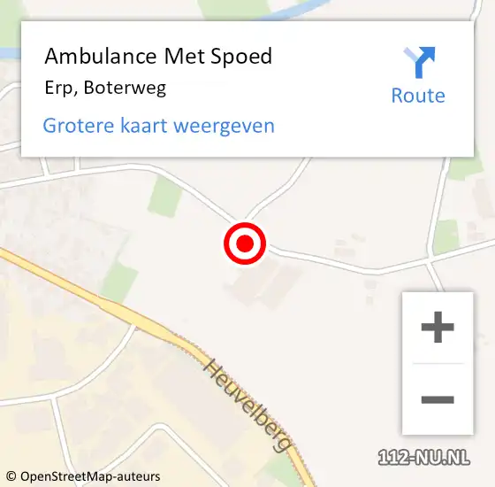 Locatie op kaart van de 112 melding: Ambulance Met Spoed Naar Erp, Boterweg op 23 februari 2016 20:14
