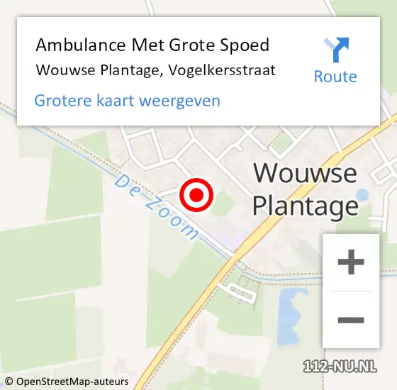 Locatie op kaart van de 112 melding: Ambulance Met Grote Spoed Naar Wouwse Plantage, Vogelkersstraat op 23 februari 2016 22:30