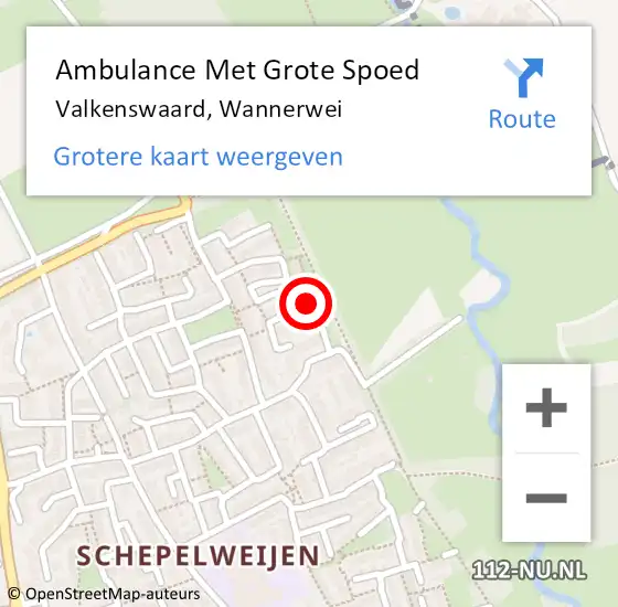 Locatie op kaart van de 112 melding: Ambulance Met Grote Spoed Naar Valkenswaard, Wannerwei op 24 februari 2016 16:58