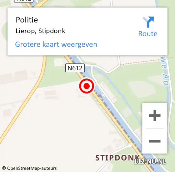 Locatie op kaart van de 112 melding: Politie Lierop, Stipdonk op 25 februari 2016 18:10