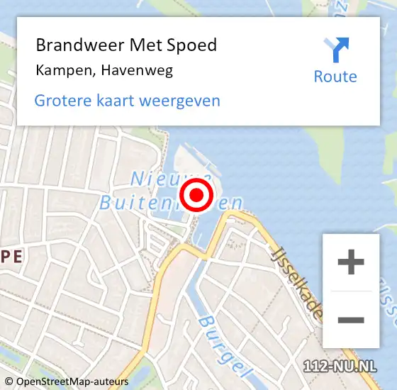 Locatie op kaart van de 112 melding: Brandweer Met Spoed Naar Kampen, Havenweg op 25 februari 2016 21:36
