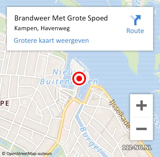 Locatie op kaart van de 112 melding: Brandweer Met Grote Spoed Naar Kampen, Havenweg op 25 februari 2016 21:36
