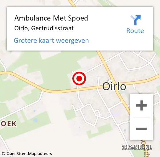 Locatie op kaart van de 112 melding: Ambulance Met Spoed Naar Oirlo, Gertrudisstraat op 26 februari 2016 13:08