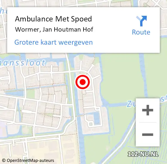 Locatie op kaart van de 112 melding: Ambulance Met Spoed Naar Wormer, Jan Houtman Hof op 26 februari 2016 15:03