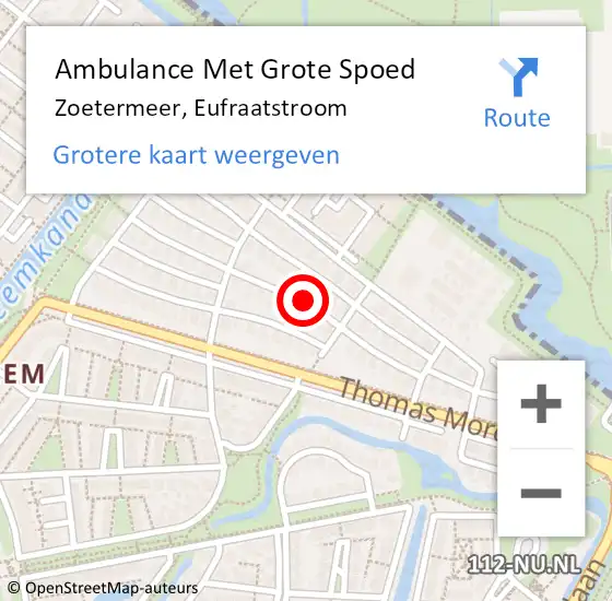 Locatie op kaart van de 112 melding: Ambulance Met Grote Spoed Naar Zoetermeer, Eufraatstroom op 26 februari 2016 21:10