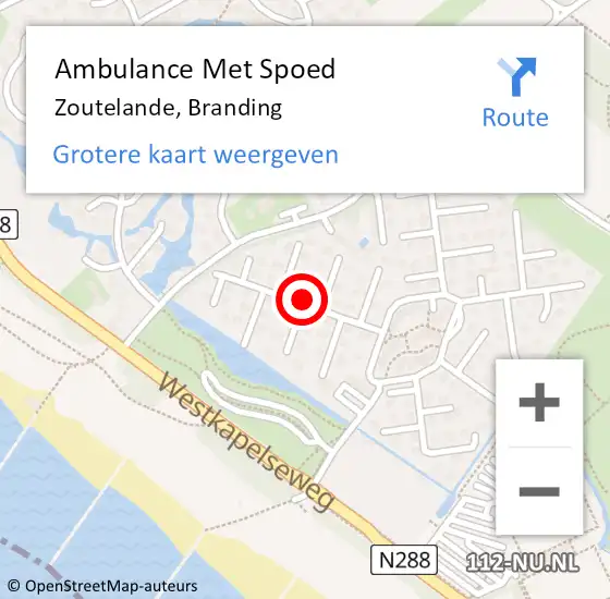 Locatie op kaart van de 112 melding: Ambulance Met Spoed Naar Zoutelande, Branding op 27 februari 2016 10:13