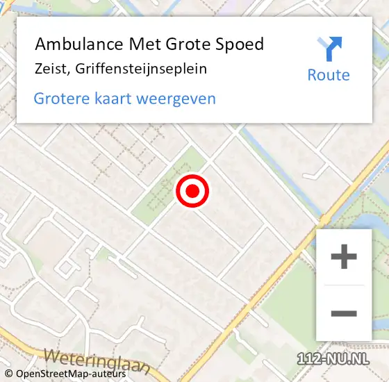 Locatie op kaart van de 112 melding: Ambulance Met Grote Spoed Naar Zeist, Griffensteijnseplein op 27 februari 2016 13:19