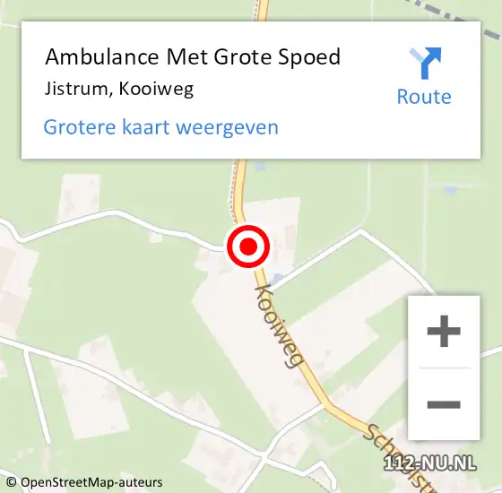 Locatie op kaart van de 112 melding: Ambulance Met Grote Spoed Naar Jistrum, Kooiweg op 27 februari 2016 13:54