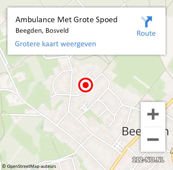 Locatie op kaart van de 112 melding: Ambulance Met Grote Spoed Naar Beegden, Bosveld op 7 december 2013 07:54