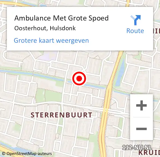 Locatie op kaart van de 112 melding: Ambulance Met Grote Spoed Naar Oosterhout, Hulsdonk op 27 februari 2016 23:42