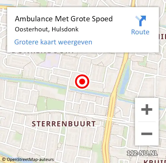 Locatie op kaart van de 112 melding: Ambulance Met Grote Spoed Naar Oosterhout, Hulsdonk op 27 februari 2016 23:43